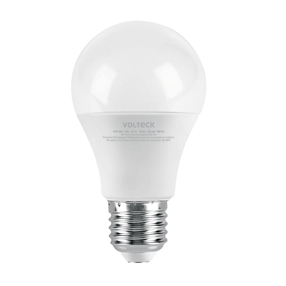 Foco LED 9W (60W) A19, 3000K blanca cálida, 800 lm, blíster