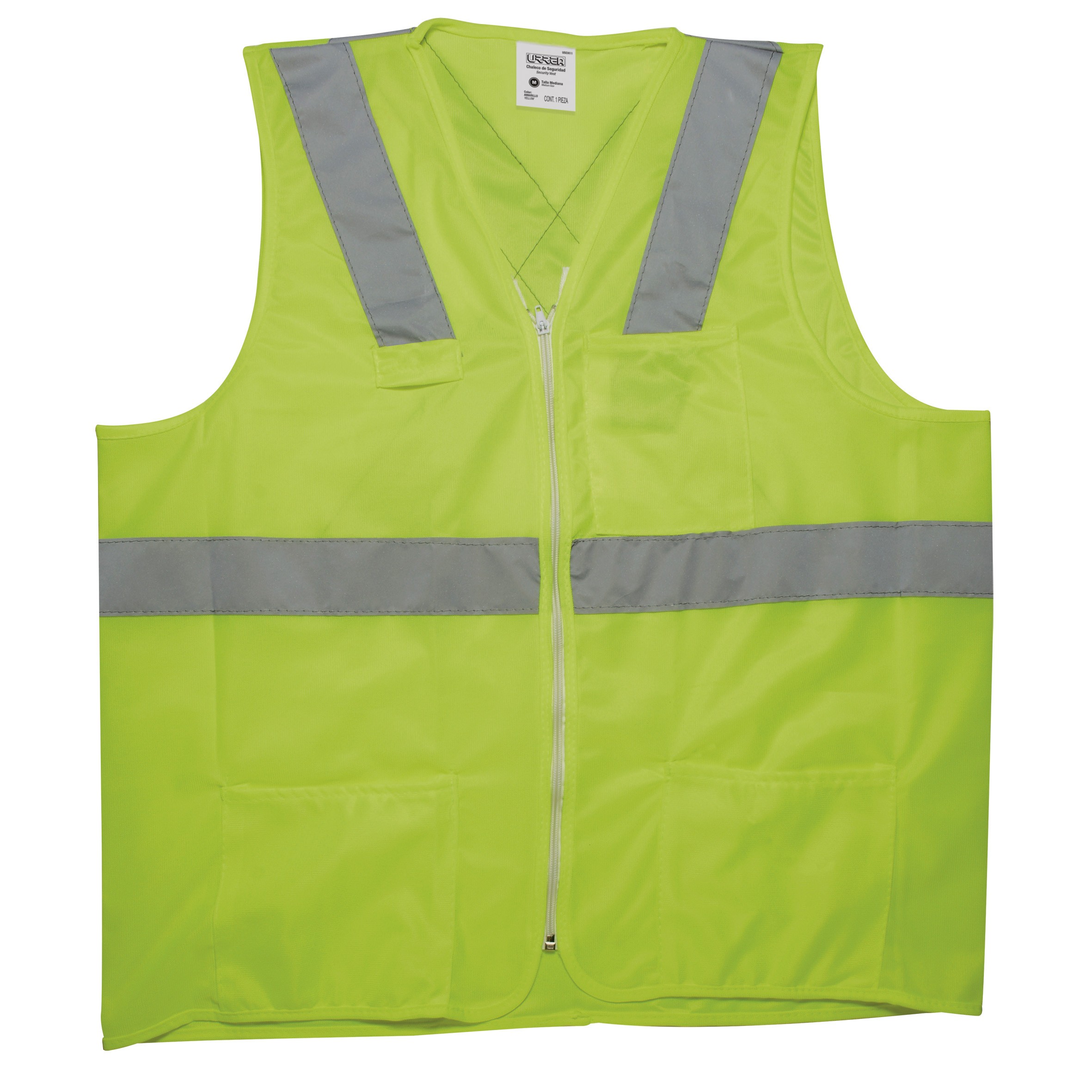 Chaleco de seguridad cerrado de alta visibilidad verde M
