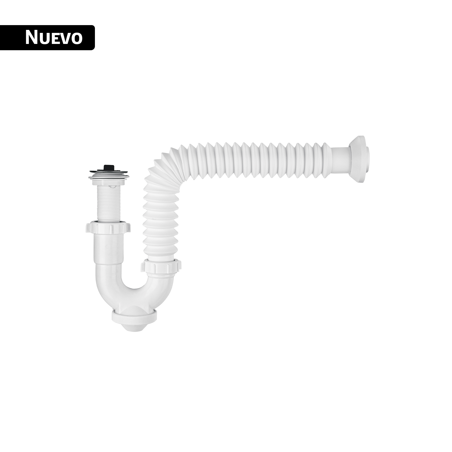 Céspol semi rígido de PP con contra, para lavabo, FOSET