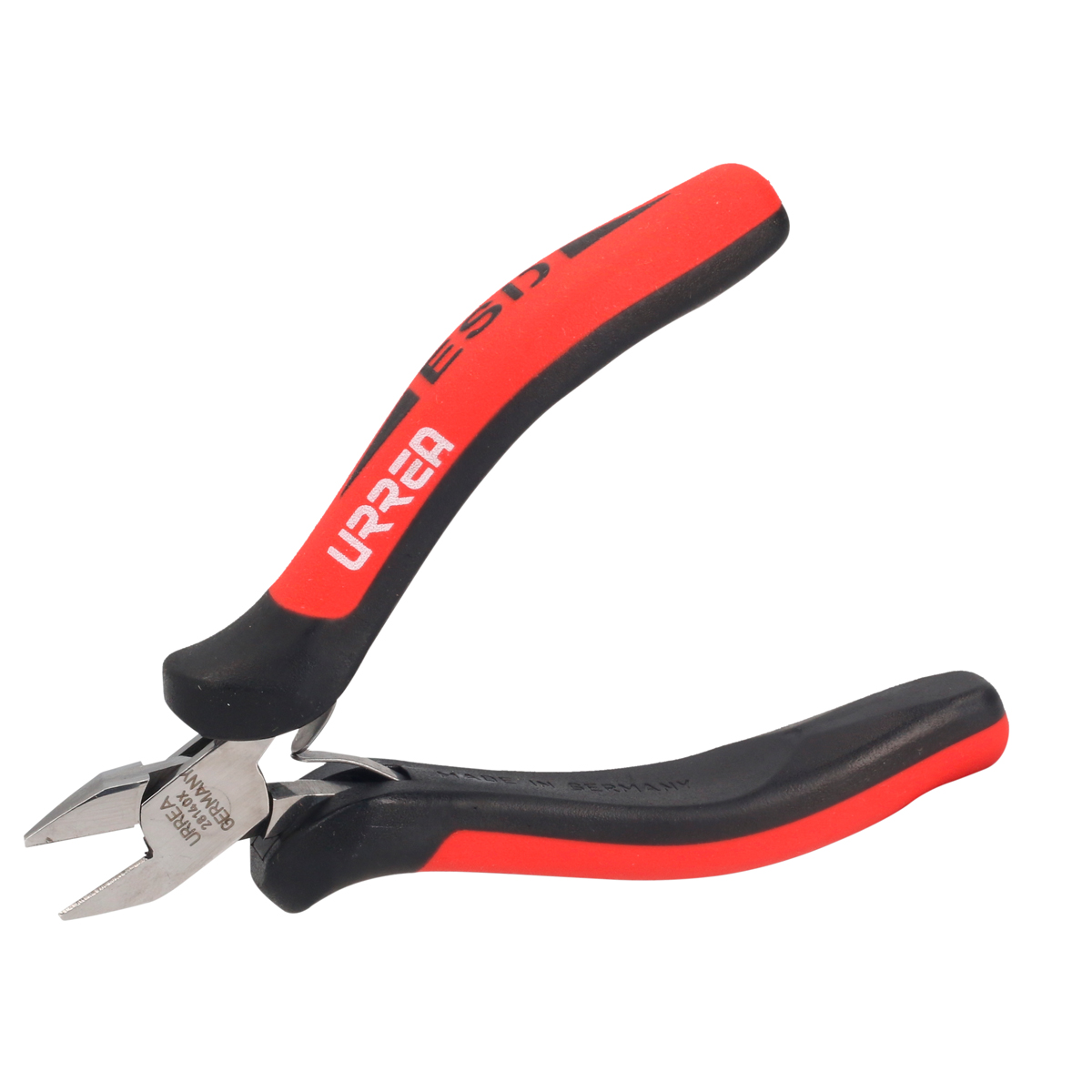 Pinza para electrónica con mango antiestático semi al ras corte diagonal de 4-1/2"