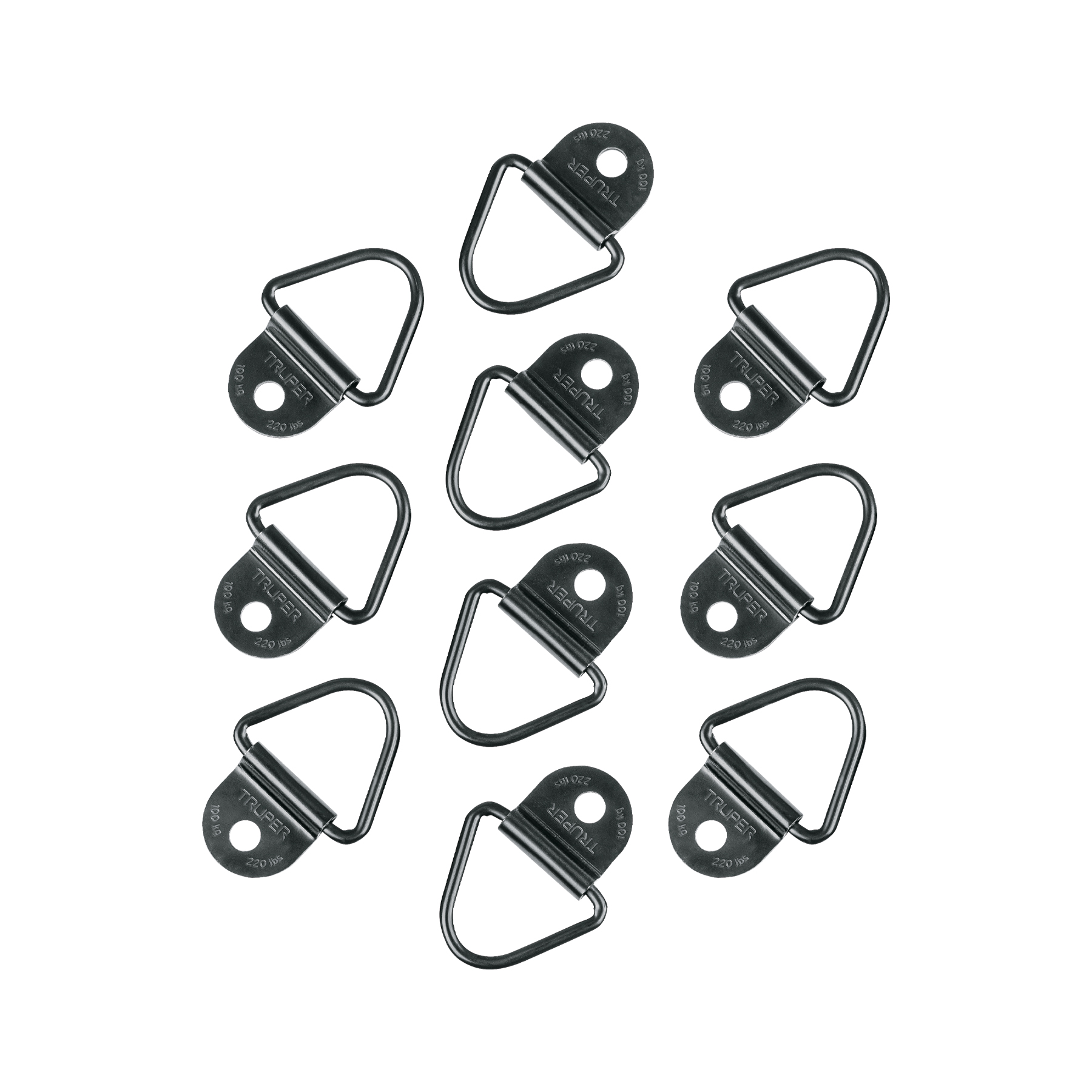 10 anclajes para amarre de carga, anillo en 'V' espesor 1/4'