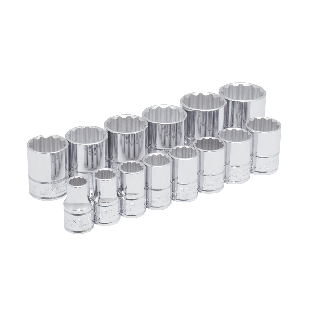 Juego de dados cuadro de 1/2", 12 puntas, en pulgadas, 14 piezas