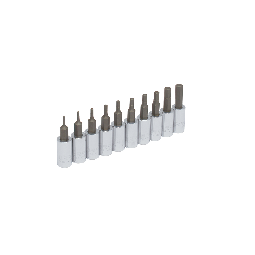 Juego de dados con punta hexagonal cuadro de 1/4", en pulgadas, 10 piezas