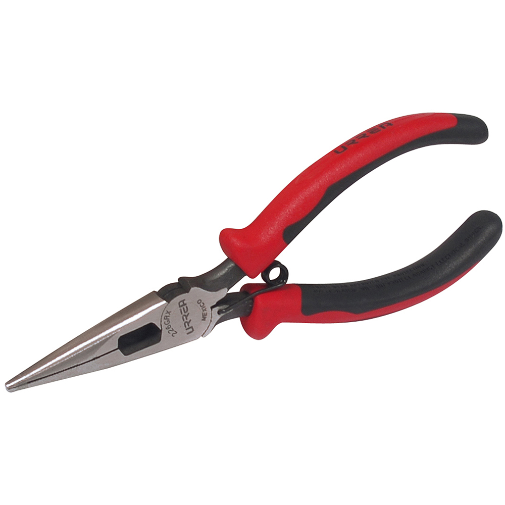 Pinza para electricista con mango bimaterial punta larga corte lateral de 6-23/32"
