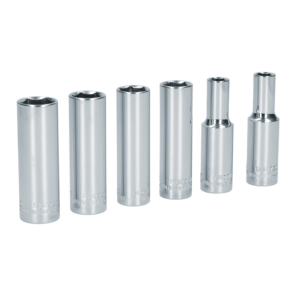 Juego de dados largos cuadro de 1/2", 6 puntas, métricos, 6 piezas