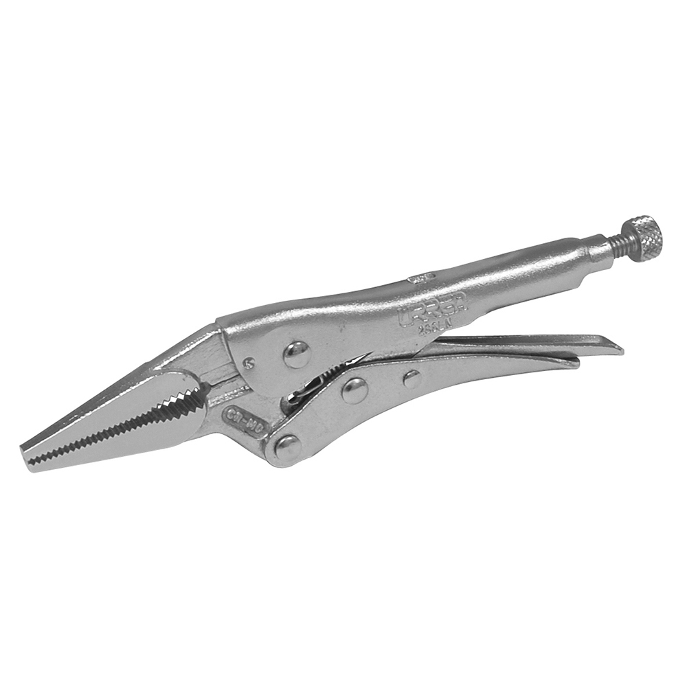 Pinza de presión cromada nariz larga de 10"